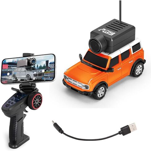 FunXylophy 1:64 Scale Mini RC Car, 2.4GHz Full Proportional FPV Remote Control Car with 720P HD Camera, WiFi APP Control, LED Lights, Gift for Adults (Orange) in Saudi Arabia
