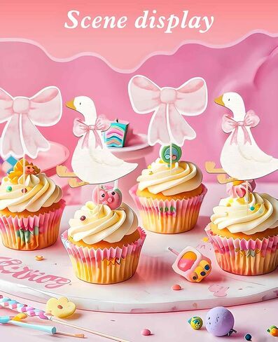 56PCS Silly Goose Cupcake Topper, Mother Goose Baby Shower Cake Birthday Decorations for Party in Saudi Arabia
