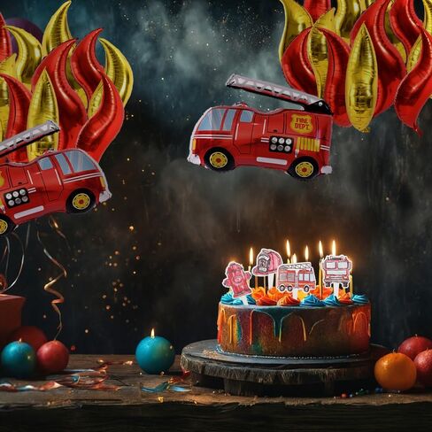Firetruck Cupcake Toppers, 72 Pcs Fireman Party Cupcake Picks for Firetruck Theme Birthday Baby Shower Party Supplies in Saudi Arabia