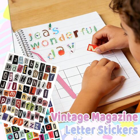 ZLFSRQ Magazine Letter Stickers 20 Sheets Vintage Letters Stickers for Scrapbooking Junk Journal Supplies Self Adhesive Ransom Alphabet Sticker for Journaling Laptop Water Bottle DIY Crafts in Saudi Arabia