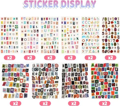 ZLFSRQ Magazine Letter Stickers 20 Sheets Vintage Letters Stickers for Scrapbooking Junk Journal Supplies Self Adhesive Ransom Alphabet Sticker for Journaling Laptop Water Bottle DIY Crafts in Saudi Arabia