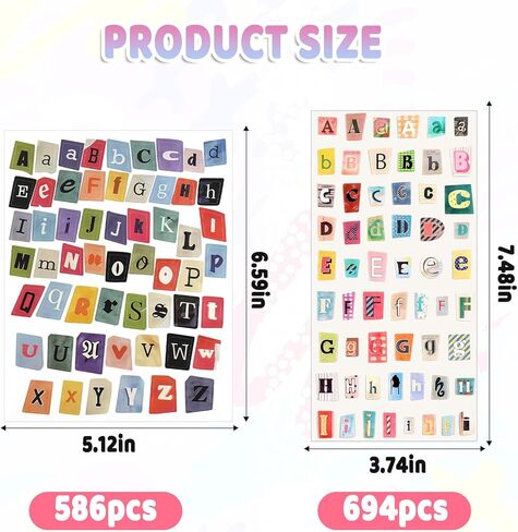 ZLFSRQ Magazine Letter Stickers 20 Sheets Vintage Letters Stickers for Scrapbooking Junk Journal Supplies Self Adhesive Ransom Alphabet Sticker for Journaling Laptop Water Bottle DIY Crafts in Saudi Arabia