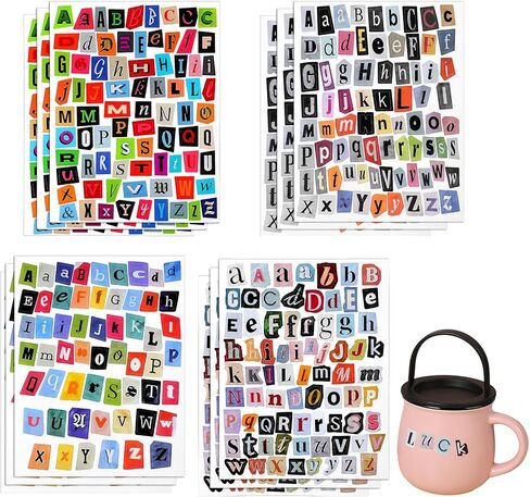852Pcs Magazine Letter Stickers Vintage Scrapbook Letters Stickers Small Ransom Alphabet Sticker Graffiti Self Adhesive Stick for Journaling Laptop Water Bottle DIY Crafts Gift Junk Journal in Saudi Arabia