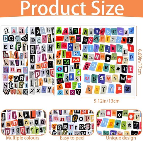 852Pcs Magazine Letter Stickers Vintage Scrapbook Letters Stickers Small Ransom Alphabet Sticker Graffiti Self Adhesive Stick for Journaling Laptop Water Bottle DIY Crafts Gift Junk Journal in Saudi Arabia