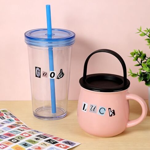852Pcs Magazine Letter Stickers Vintage Scrapbook Letters Stickers Small Ransom Alphabet Sticker Graffiti Self Adhesive Stick for Journaling Laptop Water Bottle DIY Crafts Gift Junk Journal in Saudi Arabia