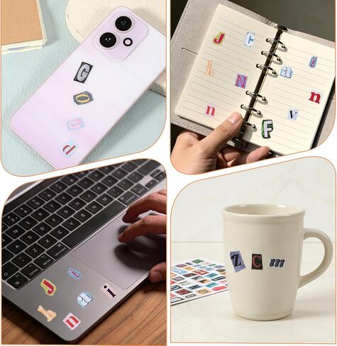 852Pcs Magazine Letter Stickers Vintage Scrapbook Letters Stickers Small Ransom Alphabet Sticker Graffiti Self Adhesive Stick for Journaling Laptop Water Bottle DIY Crafts Gift Junk Journal in Saudi Arabia