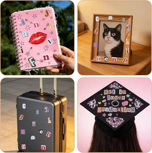 852Pcs Magazine Letter Stickers Vintage Scrapbook Letters Stickers Small Ransom Alphabet Sticker Graffiti Self Adhesive Stick for Journaling Laptop Water Bottle DIY Crafts Gift Junk Journal in Saudi Arabia