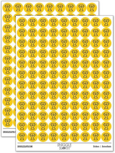 Trophy Award Outline with Star 200+ Round Stickers - Gloss Finish - 0.50" Size - Yellow in Kuwait