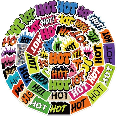 ملصقات Rave Hot 55 قطعة - ملصقات على شكل لهب ساخن مقاس 2 بوصة من الفينيل ملصقات ذاتية اللصق - سهلة اللصق قابلة للإزالة لمهرجانات Ravers والمهرجانات والحفلات والصلصة الساخنة ووضع علامات على الأطعمة الحارة in Kuwait