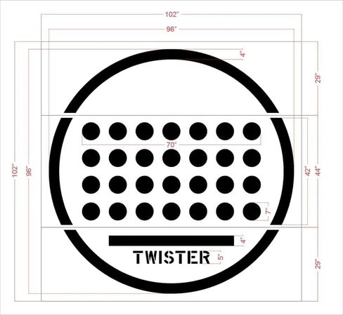 Twister Game Playground Stencil 96" x 96" Interactive Paintable Template 3MM Bendable Reusable and Plastic Multi Pieces for Elementary and Middle Schools by Marketing Holders in Kuwait