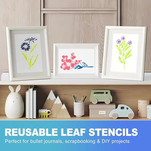 CoguZed 18 Pack Reusable Flower Stencils for Painting, Floral Wildflower Stencils for Painting on Wood Walls Fabric, Flower Stencil Templates for Crafts Furniture Art Home Decor in Saudi Arabia