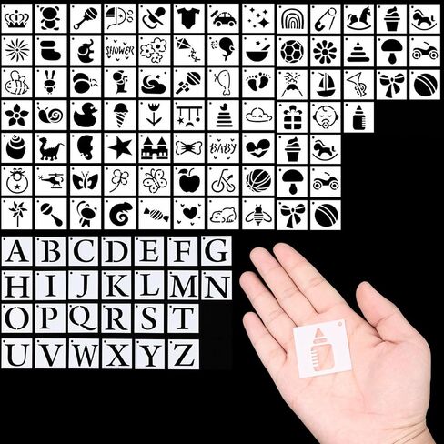 100 PCS Small Stencils for Crafts 1.5 Inch Reusable Painting Stencil Baby Shower Stencils Cute Animal Template Kit for Wood Wall DIY Home Decor Canvas Fabric Rock Signage Door Porch in Saudi Arabia
