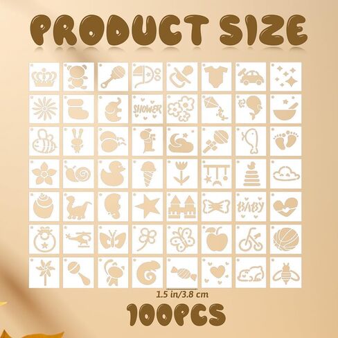 100 PCS Small Stencils for Crafts 1.5 Inch Reusable Painting Stencil Baby Shower Stencils Cute Animal Template Kit for Wood Wall DIY Home Decor Canvas Fabric Rock Signage Door Porch in Saudi Arabia