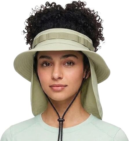 Ajustable Khaki Sun Visor Safari, Fishing, Hiking, Bucket Hat with Optional Neck Flap and Chinstrap for Men and Women, Large-X-Large in Saudi Arabia