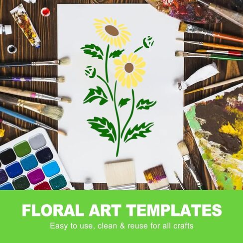 18 PCS Reusable Flower Painting Stencils Botanical Templates for Wood Fabric Wall Decor Wildflower Art Craft Stencil Kit for DIY Drawing Craft Projects in Saudi Arabia