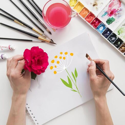 18 PCS Reusable Flower Painting Stencils Botanical Templates for Wood Fabric Wall Decor Wildflower Art Craft Stencil Kit for DIY Drawing Craft Projects in Saudi Arabia