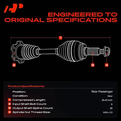مجموعة عمود السيرة الذاتية لجانب الركاب الخلفي الأيمن A-Premium متوافقة مع Infiniti G35 2003-2007 3.5L وNissan 350Z 2003-2008 3.5L، رمز المحرك VQ35DE in Kuwait