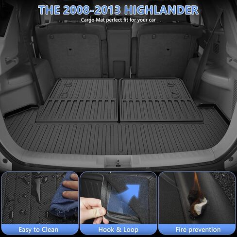 سجادات أرضية TTX LIGHTING متوافقة مع Toyota Highlander 2008-2013 (غير Hybird): بطانة أرضية TPE لجميع الأحوال الجوية Highlander 1st 2nd 3th Row Cargo Mat غطاء المقعد الخلفي مجموعات كاملة - 7 مقاعد فقط in Kuwait