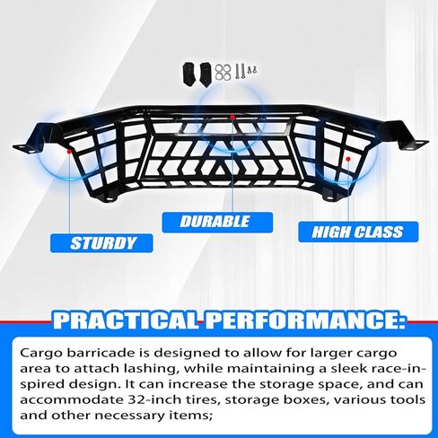 Cargo Barricade Compatible with 2020-2024 Kawasaki Teryx KRX 1000 & 2023-2025 KRX4 1000 Luggage Rack Steel Tailgate Bed Enclosure Rear Cargo Guard in Kuwait