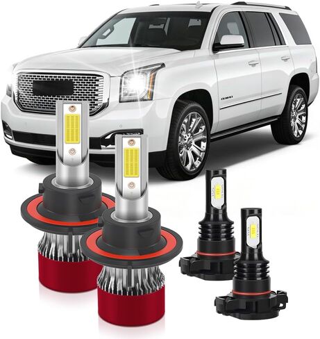 Super-Bright Light Bulbs Fit for 2007-2014 GMC Yukon H13 9008 High Low Beam 5202 Fog Light with Cooling Fan 15000 RPM Plug and Play Pack of 4 in Saudi Arabia