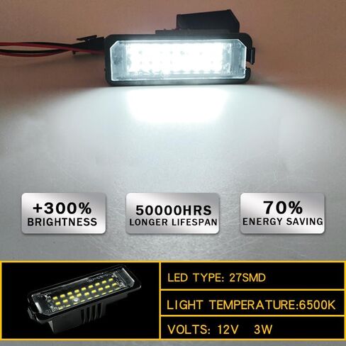 LED License Plate Light Compatible with Volkswagen Golf 4 5 6 7 GTI CC Passat Rabbit Beetle Eos,Porsche Boxster Cayman Cayenne Carrera,18-SMD 6500K White Lamp in Saudi Arabia