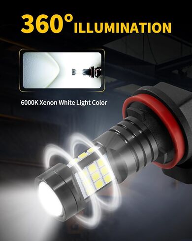 H11 H8 LED Fog Lights Bulb 6000K Xenon White 2400 Lumens Per Pair Compatible with 2007 2008 2009 2010 2011 2012 2013 2014 Toyota Camry, Pack of 2 in Kuwait