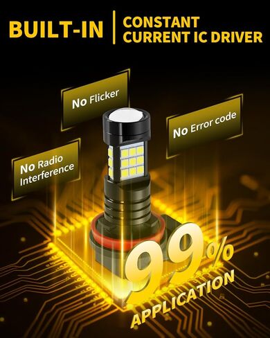 H11 H8 LED Fog Lights Bulb 6000K Xenon White 2400 Lumens Per Pair Compatible with 2007 2008 2009 2010 2011 2012 2013 2014 Toyota Camry, Pack of 2 in Kuwait