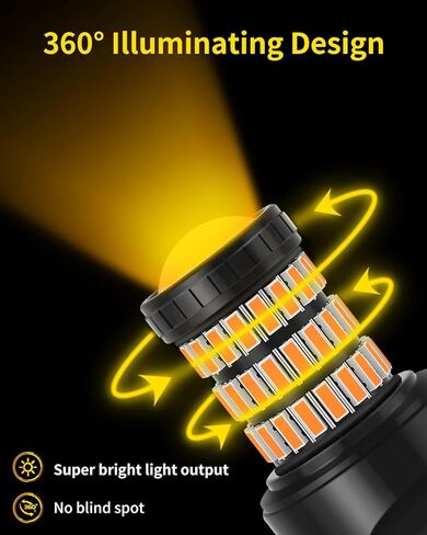 مصابيح إضاءة وامضة LED باللون الأصفر الكهرماني 7443 7444 7440 T20 متوافقة مع شيفروليه 2014-2024 سيلفرادو 1500، 2015-2020 سيلفرادو 2500HD 3500HD مصابيح إشارة الانعطاف الأمامية/الخلفية، حزمة من 2 in Kuwait