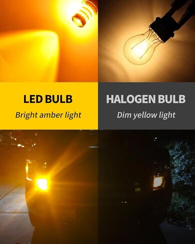 مصابيح إضاءة وامضة LED باللون الأصفر الكهرماني 7443 7444 7440 T20 متوافقة مع شيفروليه 2014-2024 سيلفرادو 1500، 2015-2020 سيلفرادو 2500HD 3500HD مصابيح إشارة الانعطاف الأمامية/الخلفية، حزمة من 2 in Kuwait