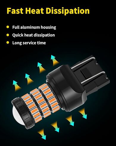 مصابيح إضاءة وامضة LED باللون الأصفر الكهرماني 7443 7444 7440 T20 متوافقة مع شيفروليه 2014-2024 سيلفرادو 1500، 2015-2020 سيلفرادو 2500HD 3500HD مصابيح إشارة الانعطاف الأمامية/الخلفية، حزمة من 2 in Kuwait