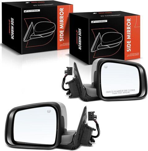 A-Premium Pair (2) Driver and Passenger Side Power Door Mirror - Compatible with Dodge Durango 2014-2022 - Heated Manual Folding Chrome Outside Rear View Mirror in Kuwait