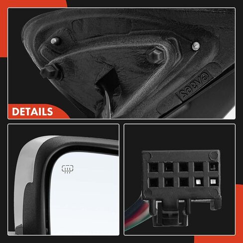 A-Premium Pair (2) Driver and Passenger Side Power Door Mirror - Compatible with Dodge Durango 2014-2022 - Heated Manual Folding Chrome Outside Rear View Mirror in Kuwait