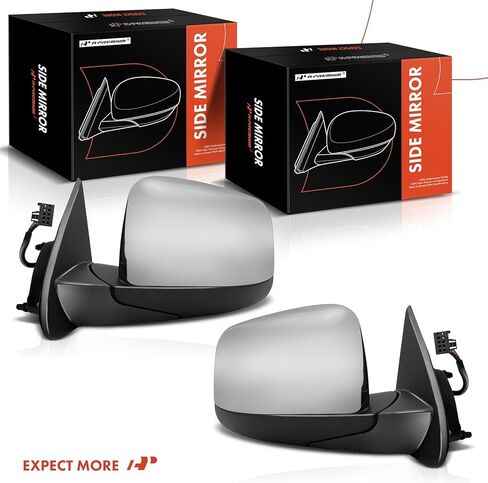 A-Premium Pair (2) Driver and Passenger Side Power Door Mirror - Compatible with Dodge Durango 2014-2022 - Heated Manual Folding Chrome Outside Rear View Mirror in Kuwait