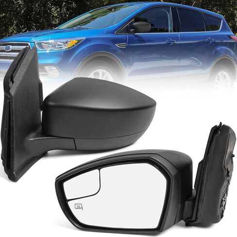 مرآة طاقة جانبية للسائق الأيسر لسيارة Ford Escape 2017 2018 2019 مرآة عرض الباب مع زجاج كهربائي وزجاج مراقب، استبدال مباشر أسود مزخرف (3 دبابيس) in Kuwait