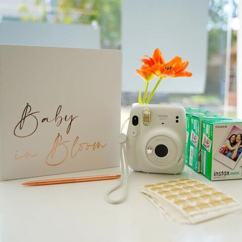 Calculs Baby in Bloom Picture Book Polaroid Baby Shower Guest Book Babies Scrapbook, White Cover, Gold Foil Stamping, Blank White Pages in Kuwait