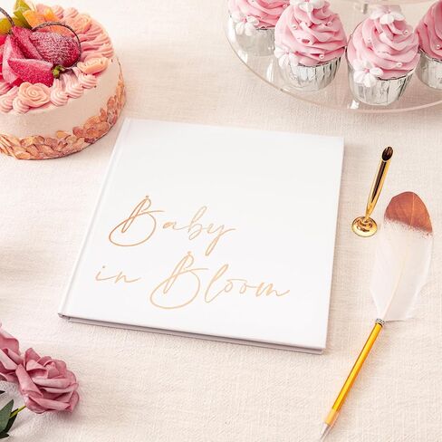 Calculs Baby in Bloom Picture Book Polaroid Baby Shower Guest Book Babies Scrapbook, White Cover, Gold Foil Stamping, Blank White Pages in Kuwait