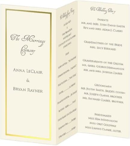 Gold Foil Invitation, Program, Trifold, Ecru Cardstock Cardstock, 65lb, 50 Pack in Saudi Arabia