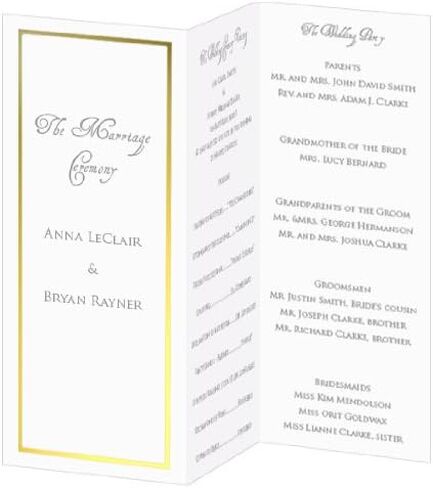 Gold Foil Invitation, Program, Trifold, Ecru Cardstock Cardstock, 65lb, 50 Pack in Saudi Arabia