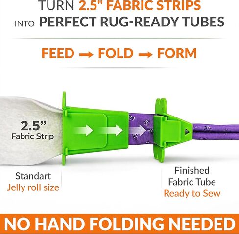 VONEEDL Fabric Tube Maker for Jelly Roll Rugs, Premium Quality Bias Tape Maker Tool for Sewing, Quilting, DIY, Easy to Make Jelly Roll Rugs, 1 Count in Saudi Arabia