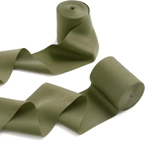 Ling's Moment Satin Green Ribbon, 2.6 Inch x 13Yd Olive Green Silk Extra Wide Thick Fabric Ribbons for Craft Gift Wrapping Flower Bouquet Wreaths Birthday Wedding Welcome Sign Decorations in Kuwait