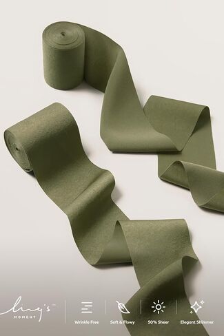 Ling's Moment Satin Green Ribbon, 2.6 Inch x 13Yd Olive Green Silk Extra Wide Thick Fabric Ribbons for Craft Gift Wrapping Flower Bouquet Wreaths Birthday Wedding Welcome Sign Decorations in Kuwait