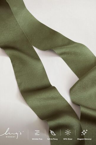 Ling's Moment Satin Green Ribbon, 2.6 Inch x 13Yd Olive Green Silk Extra Wide Thick Fabric Ribbons for Craft Gift Wrapping Flower Bouquet Wreaths Birthday Wedding Welcome Sign Decorations in Kuwait