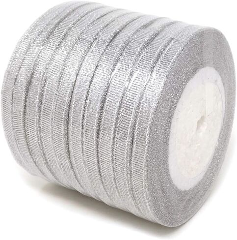10 Rolls 250yards/228meters 1/4 inch Wide Sparkling Silver Organza Ribbons Double Sided Ribbons for Gift Wrapping, Clothing Decoration, DIY Crafts Making in Kuwait