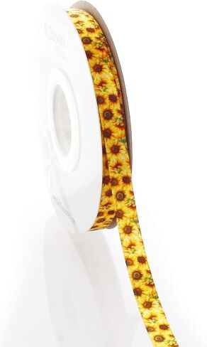 3/8" Sunkissed Sunflowers Satin Ribbon 5 Yards in Saudi Arabia
