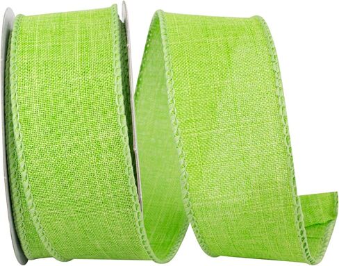 شريط Reliant Ribbon 92573W-204-09F شريط ذو حافة سلكية ذات قيمة يومية من الكتان، 1-1/2 بوصة × 10 ياردة، ليموني in Kuwait