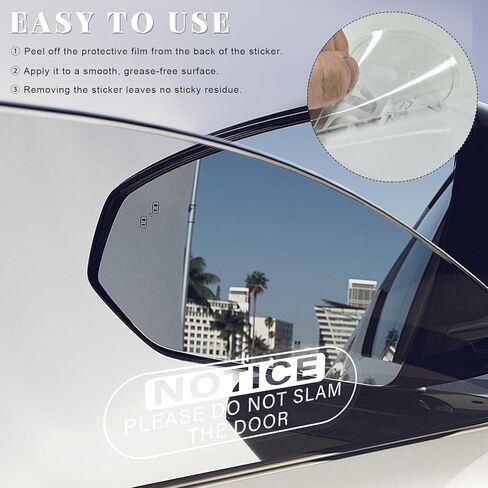 4 PCS Do Not Slam The Door Sticker, 5.9x2 Inch Close Door Gently Sign Waterproof Vinyl Warning Decal, UV Resistant Window Notice Sticker for Taxi Office Public Doors in Saudi Arabia