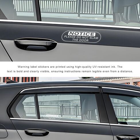 4 PCS Do Not Slam The Door Sticker, 5.9x2 Inch Close Door Gently Sign Waterproof Vinyl Warning Decal, UV Resistant Window Notice Sticker for Taxi Office Public Doors in Saudi Arabia