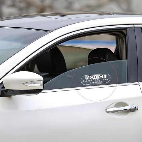 4 PCS Do Not Slam The Door Sticker, 5.9x2 Inch Close Door Gently Sign Waterproof Vinyl Warning Decal, UV Resistant Window Notice Sticker for Taxi Office Public Doors in Saudi Arabia