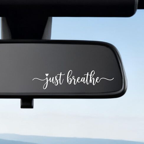 3 Pcs Just Breathe Car Rearview Mirror Stickers - Inspirational Rearview Mirror Stickers, Motivational White Vinyl Decals, Auto Exterior Interior Mirror Accessories for Women in Kuwait