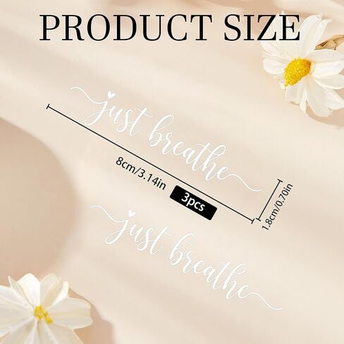 3 Pcs Just Breathe Car Rearview Mirror Stickers - Inspirational Rearview Mirror Stickers, Motivational White Vinyl Decals, Auto Exterior Interior Mirror Accessories for Women in Kuwait